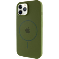 Силіконовий чохол Silicone Case Full Protective (AA) with MagSafe для Apple iPhone 11 Pro Max (6.5) - Зелений / Dark Olive