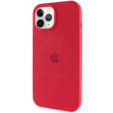 Силіконовий чохол Silicone Case Full Protective (AA) with MagSafe для Apple iPhone 12 Pro / 12 (6.1) - Червоний / Deep Red