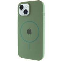 Силиконовый чехол Silicone Case Full Protective (AA) with MagSafe для Apple iPhone 14 Plus (6.7) - Зеленый / Pine green