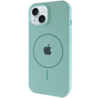 Силіконовий чохол Silicone Case Full Protective (AA) with MagSafe для Apple iPhone 15 (6.1) - Бірюзовий / Light Turquoise