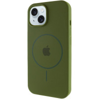 Силіконовий чохол Silicone Case Full Protective (AA) with MagSafe для Apple iPhone 15 Plus (6.7) - Зелений / Dark Olive
