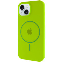 Силіконовий чохол Silicone Case Full Protective (AA) with MagSafe для Apple iPhone 15 Plus (6.7) - Салатовий / Neon green