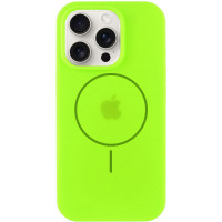 Силиконовый чехол Silicone Case Full Protective (AA) with MagSafe для Apple iPhone 16 Pro (6.3) - Салатовый / Neon green