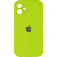 Силиконовый чехол Silicone Case Full Camera Protective (AA) для Apple iPhone 12 (6.1) - Кислотно-зеленый / Acid Green