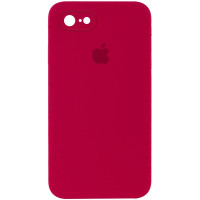 Силіконовий чохол Silicone Case Square Full Camera Protective (AA) для Apple iPhone 7/8/SE (2020) (4.7) - Червоний / Rose Red