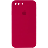 Силиконовый чехол Silicone Case Square Full Camera Protective (AA) для Apple iPhone 7 plus/8 plus (5.5) - Красный / Rose Red