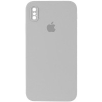 Силіконовий чохол Silicone Case Square Full Camera Protective (AA) для Apple iPhone X / XS (5.8) - Сірий / Light Grey