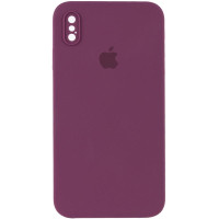 Силіконовий чохол Silicone Case Square Full Camera Protective (AA) для Apple iPhone X / XS (5.8) - Бордовий / Maroon