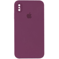 Силіконовий чохол Silicone Case Square Full Camera Protective (AA) для Apple iPhone X / XS (5.8) - Бордовий / Maroon