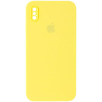 Силіконовий чохол Silicone Case Square Full Camera Protective (AA) для Apple iPhone X / XS (5.8) - Жовтий / Yellow