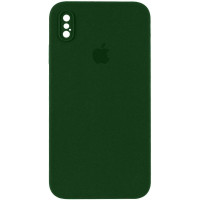 Силіконовий чохол Silicone Case Square Full Camera Protective (AA) для Apple iPhone X / XS (5.8) - Зелений / Army green