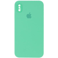 Силіконовий чохол Silicone Case Square Full Camera Protective (AA) для Apple iPhone X / XS (5.8) - Зелений / Spearmint
