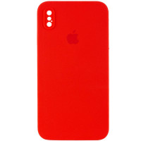 Силіконовий чохол Silicone Case Square Full Camera Protective (AA) для Apple iPhone X / XS (5.8) - Червоний / Red