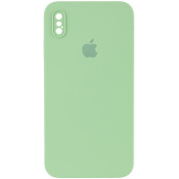 Силіконовий чохол Silicone Case Square Full Camera Protective (AA) для Apple iPhone X / XS (5.8) - М'ятний / Mint
