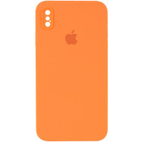 Силіконовий чохол Silicone Case Square Full Camera Protective (AA) для Apple iPhone X / XS (5.8) - Помаранчевий / Papaya