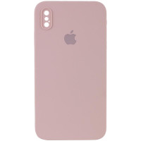 Силіконовий чохол Silicone Case Square Full Camera Protective (AA) для Apple iPhone X / XS (5.8) - Рожевий / Pink Sand