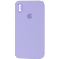 Силіконовий чохол Silicone Case Square Full Camera Protective (AA) для Apple iPhone X / XS (5.8) - Бузковий / Dasheen
