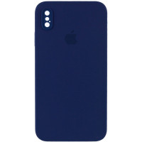 Силіконовий чохол Silicone Case Square Full Camera Protective (AA) для Apple iPhone X / XS (5.8) - Темно-синій / Midnight blue