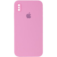 Силіконовий чохол Silicone Case Square Full Camera Protective (AA) для Apple iPhone X / XS (5.8) - Рожевий / Light pink