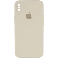 Силіконовий чохол Silicone Case Square Full Camera Protective (AA) для Apple iPhone X / XS (5.8) - Бежевий / Antique White