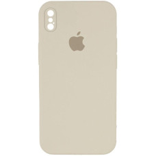 Силиконовый чехол Silicone Case Square Full Camera Protective (AA) для Apple iPhone X / XS (5.8) - Бежевый / Antique White