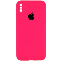 Силіконовий чохол Silicone Case Square Full Camera Protective (AA) для Apple iPhone X / XS (5.8) - Рожевий / Barbie pink