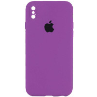 Силіконовий чохол Silicone Case Square Full Camera Protective (AA) для Apple iPhone X / XS (5.8) - Фіолетовий / Grape