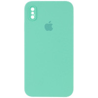 Силіконовий чохол Silicone Case Square Full Camera Protective (AA) для Apple iPhone X / XS (5.8) - Бірюзовий / Turquoise