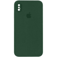 Силіконовий чохол Silicone Case Square Full Camera Protective (AA) для Apple iPhone X / XS (5.8) - Зелений / Cyprus Green