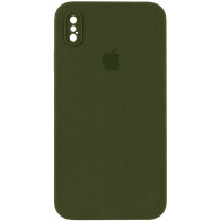 Силіконовий чохол Silicone Case Square Full Camera Protective (AA) для Apple iPhone X / XS (5.8) - Зелений / Dark Olive