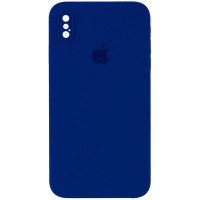 Силіконовий чохол Silicone Case Square Full Camera Protective (AA) для Apple iPhone X / XS (5.8) - Синій / Deep navy