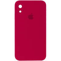 Силіконовий чохол Silicone Case Square Full Camera Protective (AA) для Apple iPhone XR (6.1) - Червоний / Rose Red