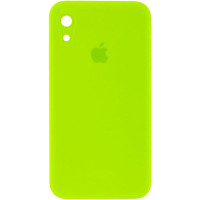 Силіконовий чохол Silicone Case Square Full Camera Protective (AA) для Apple iPhone XR (6.1) - Салатовий / Neon green