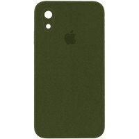 Силіконовий чохол Silicone Case Square Full Camera Protective (AA) для Apple iPhone XR (6.1) - Зелений / Dark Olive