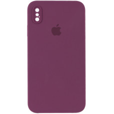 Силіконовий чохол Silicone Case Square Full Camera Protective (AA) для Apple iPhone XS Max (6.5) - Бордовий / Maroon
