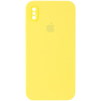 Силіконовий чохол Silicone Case Square Full Camera Protective (AA) для Apple iPhone XS Max (6.5) - Жовтий / Yellow
