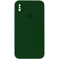 Силіконовий чохол Silicone Case Square Full Camera Protective (AA) для Apple iPhone XS Max (6.5) - Зелений / Army green