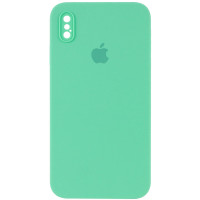 Силіконовий чохол Silicone Case Square Full Camera Protective (AA) для Apple iPhone XS Max (6.5) - Зелений / Spearmint