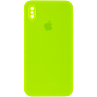 Силіконовий чохол Silicone Case Square Full Camera Protective (AA) для Apple iPhone XS Max (6.5) - Салатовий / Neon green