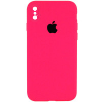 Силіконовий чохол Silicone Case Square Full Camera Protective (AA) для Apple iPhone XS Max (6.5) - Рожевий / Barbie pink