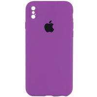 Силиконовый чехол Silicone Case Square Full Camera Protective (AA) для Apple iPhone XS Max (6.5) - Фиолетовый / Grape