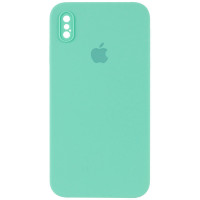 Силіконовий чохол Silicone Case Square Full Camera Protective (AA) для Apple iPhone XS Max (6.5) - Бірюзовий / Turquoise