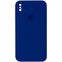 Силиконовый чехол Silicone Case Square Full Camera Protective (AA) для Apple iPhone XS Max (6.5) - Синий / Deep navy