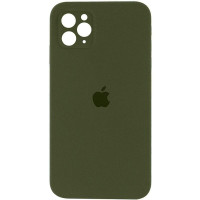 Силіконовий чохол Silicone Case Square Full Camera Protective (AA) для Apple iPhone 11 Pro (5.8) - Зелений / Dark Olive