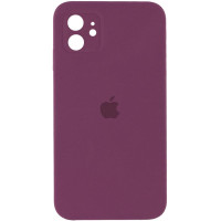 Силіконовий чохол Silicone Case Square Full Camera Protective (AA) для Apple iPhone 11 (6.1) - Бордовий / Maroon