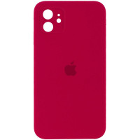 Силіконовий чохол Silicone Case Square Full Camera Protective (AA) для Apple iPhone 11 (6.1) - Червоний / Rose Red