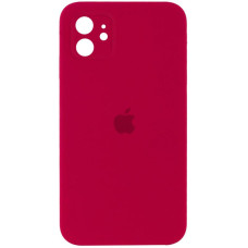 Силіконовий чохол Silicone Case Square Full Camera Protective (AA) для Apple iPhone 11 (6.1) - Червоний / Rose Red