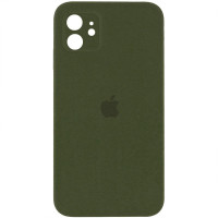 Силіконовий чохол Silicone Case Square Full Camera Protective (AA) для Apple iPhone 11 (6.1) - Зелений / Dark Olive