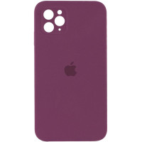 Силиконовый чехол Silicone Case Square Full Camera Protective (AA) для Apple iPhone 11 Pro Max (6.5) - Бордовый / Maroon