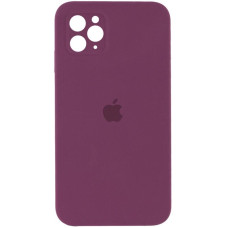 Силіконовий чохол Silicone Case Square Full Camera Protective (AA) для Apple iPhone 11 Pro Max (6.5) - Бордовий / Maroon